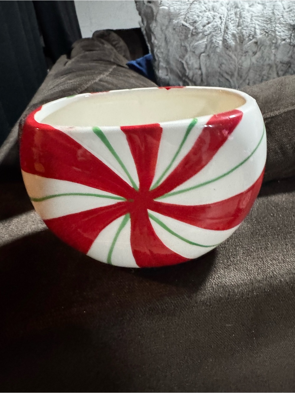 Ceramic Red and White Peppermint Bowl